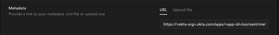 Metadata configuration with Okta