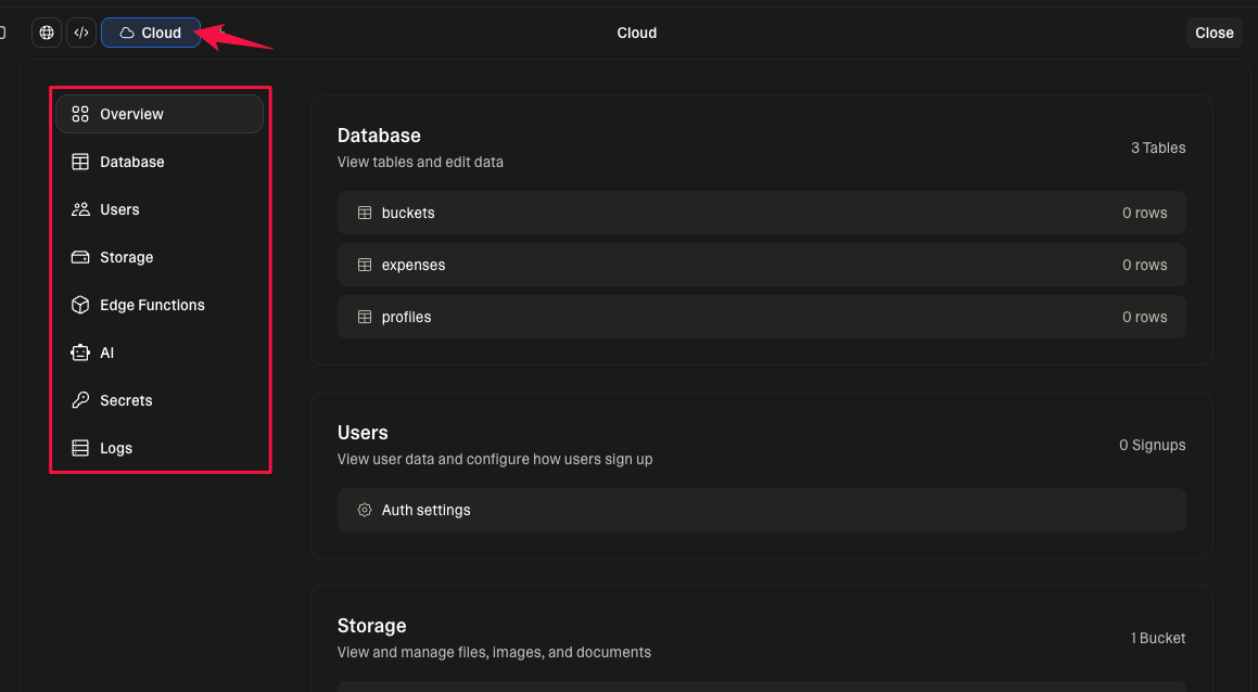 Lovable Cloud backend settings inside Lovable
